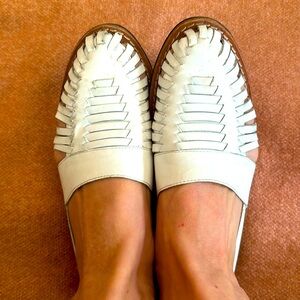VGUC Vintage 80s Esprit genuine leather woven Huarache slingback sandals- Sz 9